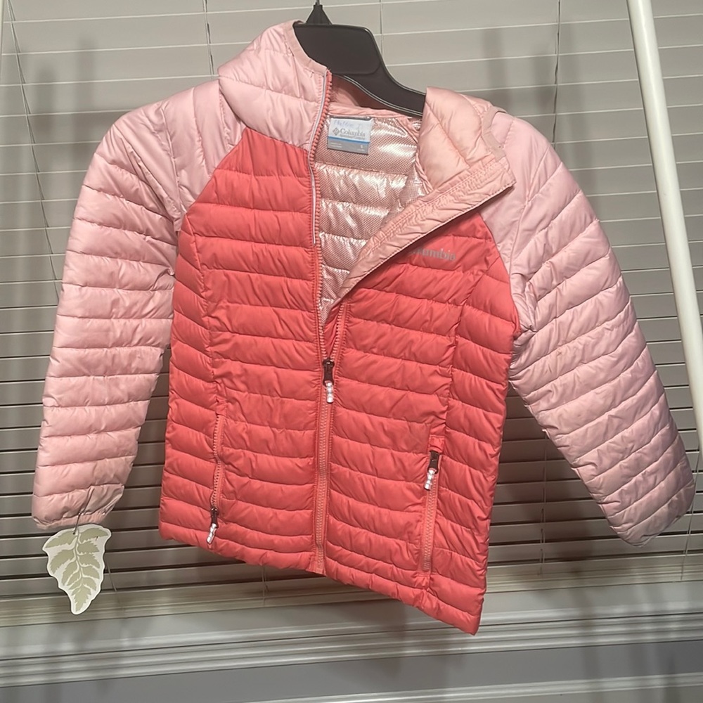 Preloved Columbia Girl's Omni-Heat White Out™ Hooded Jacket Size Youth Medium